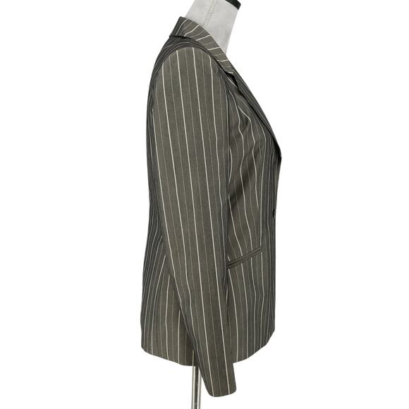 Anne Klein 2 Jacket Womens 4 Gray Stripe Lined Blazer Pockets Career - Picture 6 of 16